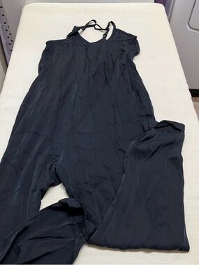 Quince S maternity black Washable Stretch Silk Jumpsuit